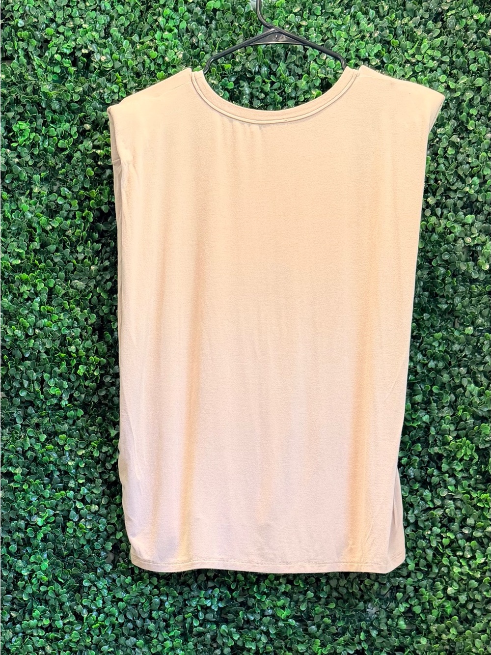 Sleeveless Crewneck Top in Light Tan